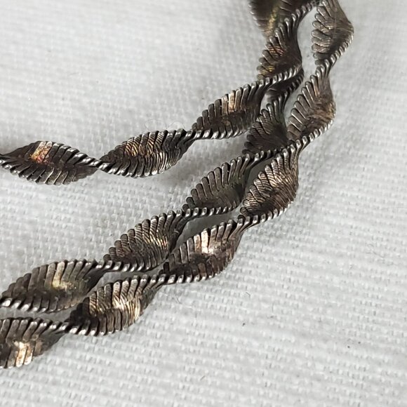 Vintage Sterling Silver 925 Made in Italy Twisted Herringbone Necklace 24in - Picture 8 of 11